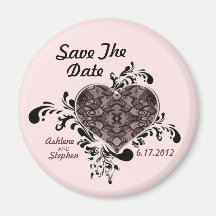 Blush Lace Save The Date Magnet