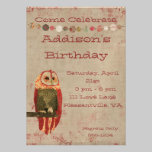 Blush Owl  Birthday Invitation invitations
