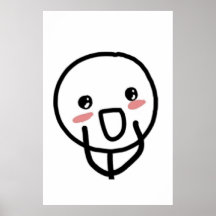 Blushing Comic Face Print