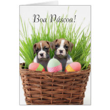 Boa Páscoa Happy Easter boxer pups card
