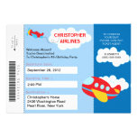Boarding Pass Aeroplane  Birthday Party Invitation