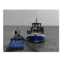 boat in blue cropped post card