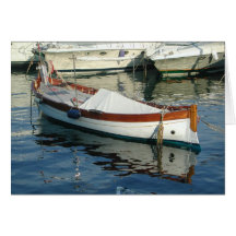 Boat in harbour, Italy Card