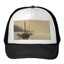 Boats in the Mist by Seitei Watanabe 1851- 1918 Hat