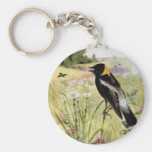 Bobolinks, Daisies and Pink Clover Key Chains
