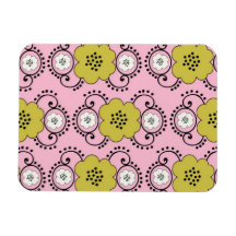 boho chic damask green pink floral flexible magnet