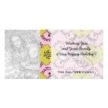 boho chic flower mod damask photo greeting card