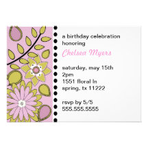 BOHO Floral Pink Sage Invitaiton Announcements