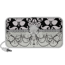 bold black and white damask pattern design mp3 speaker