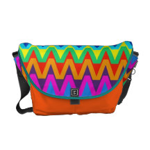 Bold Hot Chevron Stripes Tangerine Messenger Bag