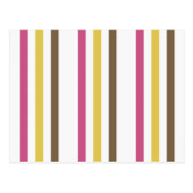 Bold Pink Gold Brown White Stripes Pattern Gifts Post Cards