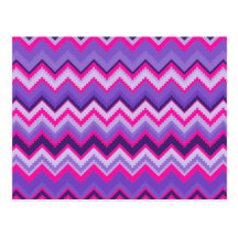 Bold Purple Pink Tribal Chevron Zig Zags Postcard