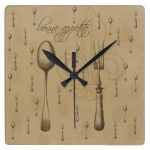 Bonne Appetite Square Wall Clock