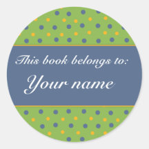 Book Plate - Customise with your name Round Sticker