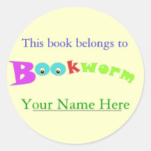 Bookworm Bookplate Stickers