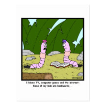 Bookworm: Worm Cartoon Postcard