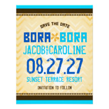 BORA BORA Save the Date Linen Paper Custom Announcements