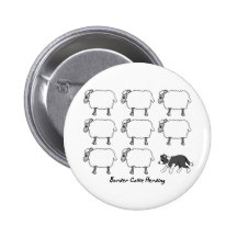Border Collie Herding Sheep Button