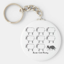 Border Collie Herding Sheep Keychain