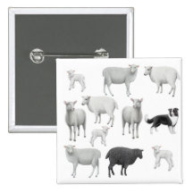 Border Collie & Sheep Pin