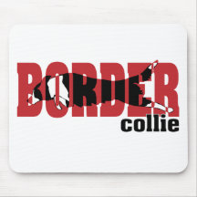 Border Collie silhouette, jumping Mouse Mat