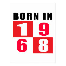 Born In 1968 Birthday Designs Postcard