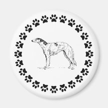 Borzoi with Pawprints Magnet