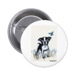 Boston pup butterfly pinback button