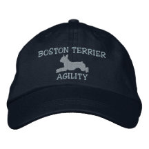 Boston Terrier Agility Embroidered Hat (Blue)