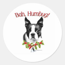Boston Terrier Bah Humbug - Sticker