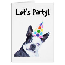 Boston Terrier Birthday Party Invitation Greeting Card