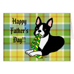 Boston Terrier Daddy 1 Plaid Card