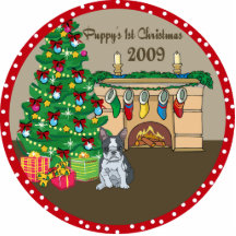 Boston Terrier Puppys 1st Christmas Ornament 09 Cut Outs