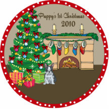 Boston Terrier Puppy's 1st Christmas Ornament 2010 Photo Cut Out
