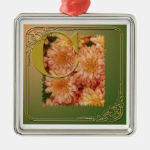 Botanical Monogram - C - Chrysanthemum Tag Christmas Ornaments