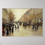 Boulevard Poissonniere in the Rain, c.1885 Posters