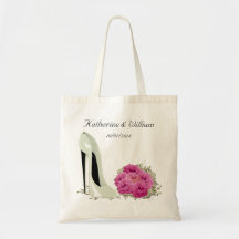 Bouquet Roses and Wedding Stiletto Gifts Canvas Bags