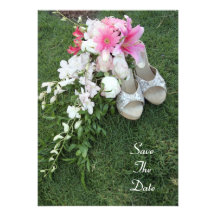 bouquet & shoes, Save The Date invite