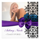 Bowed Floral Damask Graduation Invite [Purple]