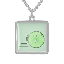 Bowling Ball - Aqua Personalized Necklace
