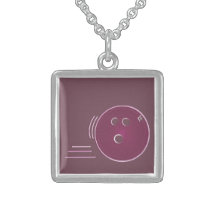 Bowling Ball - Plum Personalized Necklace