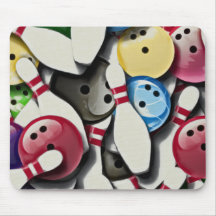 Bowling Balls and Pins Collage Mousepads