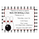 Bowling Birthday party invitation red and black