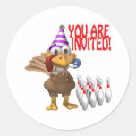 Bowling Party Invitation Round Sticker