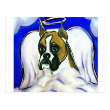 Boxer dog angel postcard