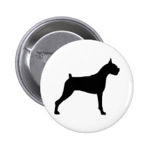 Boxer Dog Silhouette Pinback Buttons