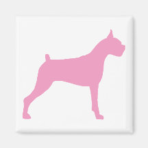 Boxer Dog Silhouette (pink) Magnet