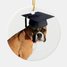 Boxer graduate dog ornament