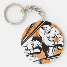 boxer punching boxing opponent key chains