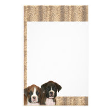 Boxer puppy leopard print stationary personalized stationery